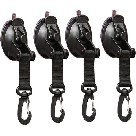 Lot de 4 Ancrage à Ventouse Ventouse Fixation avec Crochet Multifonction Ventouse pour Tentes Latéral de Voiture Crochet à Ventouse pour Voiture Ventouse avec Fixation du Crochet d'Arrimage (1/5)