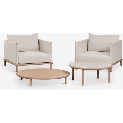 Set da giardino con 2 poltrone e 2 tavolini rotondi in legno di acacia Olivia SKLUM            