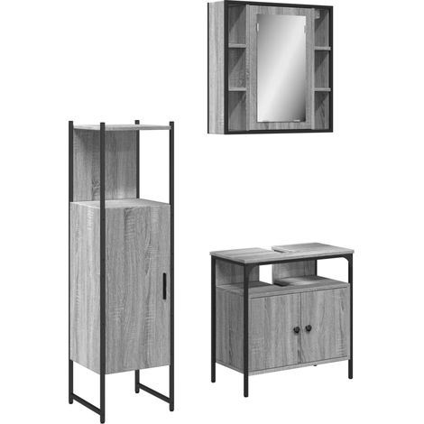 Ensemble d'armoires de salle de bain 3 pcs - Colonne Miroir Meuble sous-vasque sonoma gris fr1519 - Maison La Vie