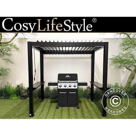 Pergola San Juan per barbecue, 2,5x1,5x2,3m, Nero - Dancover