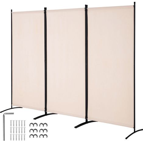 Paravent 3 panneaux, cloison séparatrice pliante et paravent portable pour diviser une pièce, séparation autoportante pour bureau, chambre, salon, beige (1/5)