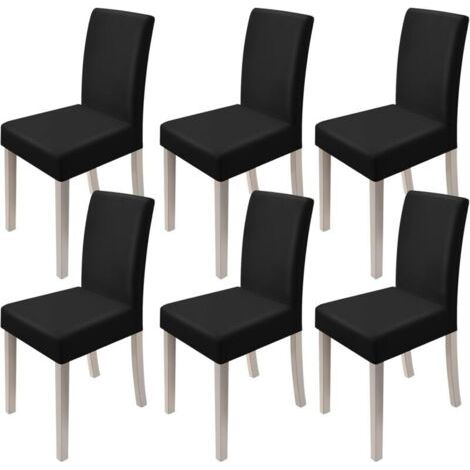 6 Pièces Universel Housses de Chaise Extensible Très Facile à Nettoyer et Durable, Housses de Chaise pour Salle à Manger, Noir (1/4)