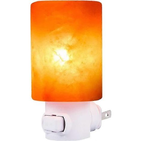 Lampe murale en cristal naturel de sel de l'Himalaya - Veilleuse purificatrice d'air - Prise rotative à 360° - Ampoule 7 W - Cylindrique (1/5)
