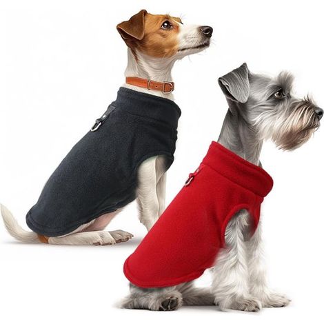 Conjunto de 2 suéteres para perros, cálidos y suaves, adecuados para perros pequeños y gatos, hechos de polar, verde + azul claro, XL (1/5)