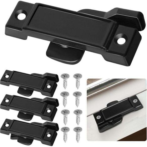 Set di 4 serrature di ricambio per finestre F2590 - Fori di montaggio da 2-1/4 pollici, serrature centrali con viti - Serrature nere per finestre scorrevoli verticali
