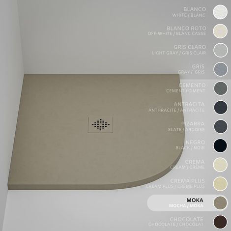 Plato de ducha Semicircular SOULHOME Resina y Carga Mineral Antideslizante 70x70 cm Moka - Rejilla Same (1/5)
