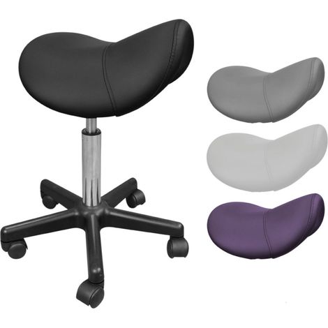 Tabouret de bar ergonomique à roulettes réglable 49.5-68 cm – Pivotant 360° – Simili cuir noir – Rembourrage mousse haute densité – Vivezen