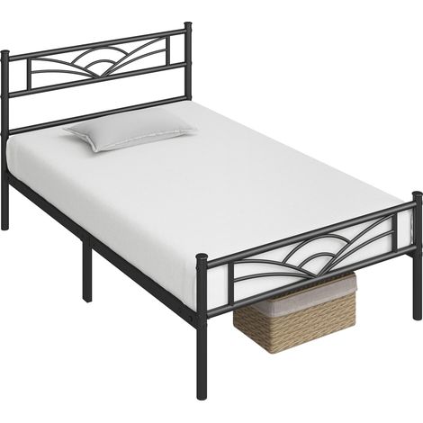 Yaheetech Struttura Letto in Ferro con Spazio Aggiuntivo per Camera da Letto Ospiti Soggiorno Singolo 90 x 200 cm Nero