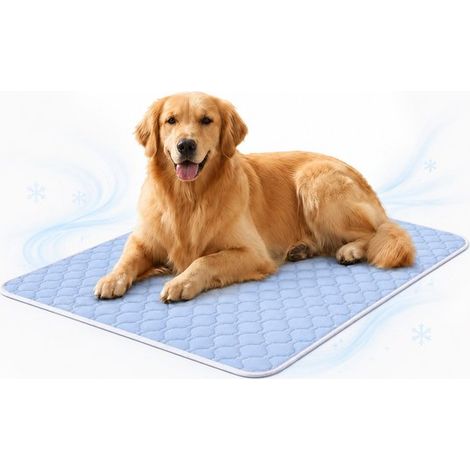 Tapis rafraîchissant XXL – 145x105 cm – Bleu clair – Chien jusqu'à 40 kg – Fond antidérapant – Tissu frais (1/5)