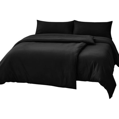 Bettwäsche Mikrofaser 05 Schwarz 4Teilig 2x 135x200 cm 2x 40x80 cm (1/5)