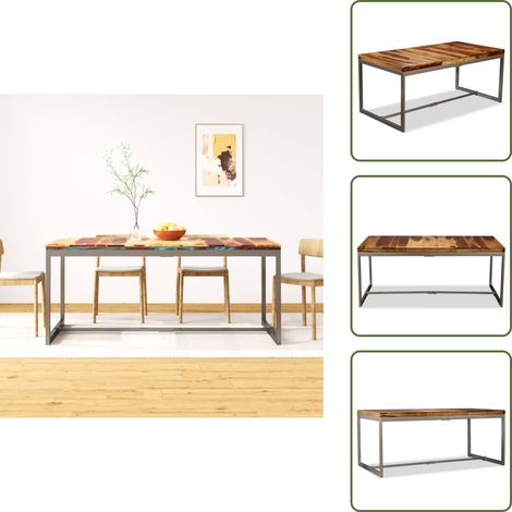 Table à manger Bois massif et acier 180 cm - Table À Manger Industrielle - Table À Manger Bois Massif - Table À Manger Design - Table À Manger Élégante - Table À Manger Moderne (1/5)