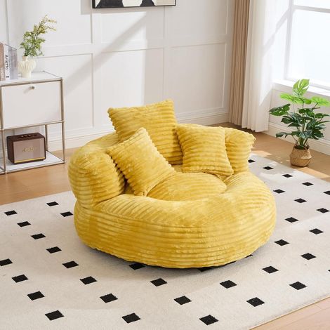 Sitzsack Sofa mit hoher Rückenlehne, Cord-Bezug, Gelb, für Indoor & Outdoor (1/5)