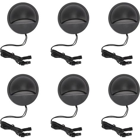 Lot de 6 lampes LED étanches 180 lm basse tension 2,5 W pour terrasse et jardin - Noir (1/5)