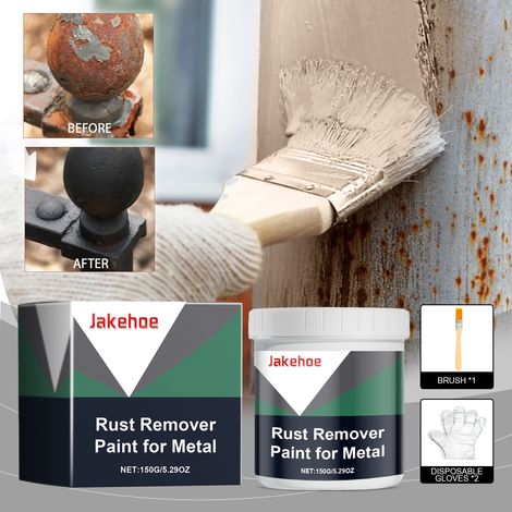 Metallrostentferner-Farbe – 150 g + Pinsel + Handschuhe – Bietet langanhaltenden Rostschutz und entfernt Rost von Metalloberflächen. Entfernt Rost mühelos. -- DE (1/5)