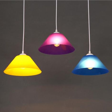 Plafonnier Suspendu En Forme De Cône Moderne, Abat-jour, Lustre Violet (1/5)