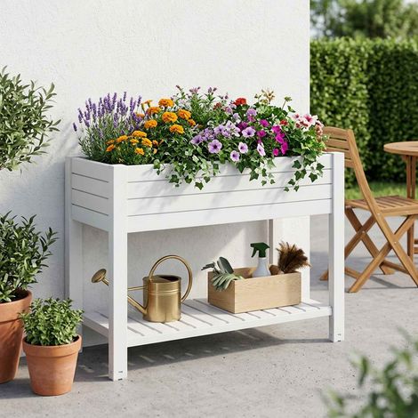 vidaXL Fioriera Rialzata da Giardino Bianca 110x45x79 cm (1/5)