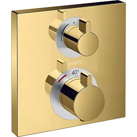 Hansgrohe Ecostat Square - Miscelatore termostatico ad incasso per 2 utenze, color oro lucido 15714990 (1/4)
