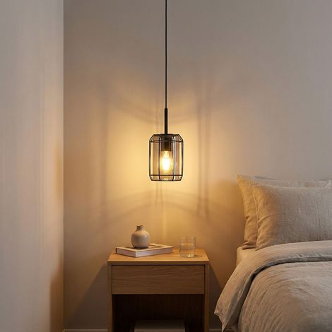 Suspension LED Cuisine fumé noir métal verre H 120 cm (1/5)