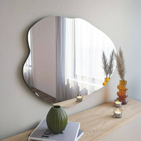 Dmora - Espejito Phact, Espejo, Objeto de decoración de pared, Decoración de espejo, 60x2h85 cm, Negro, con embalaje reforzado (1/5)