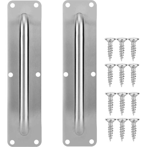 Lot de 2 poignées de porte coulissante avec vis en acier inoxydable - 30 x 7,9 cm - Pour porte, placard, toilettes, garage, abri de jardin, grange (1/5)