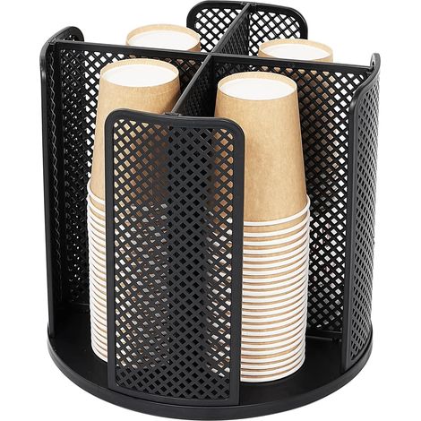 Portacoperchio per tazza girevole con 4 scomparti, dispenser per tazze da caffè - FX - (1/5)