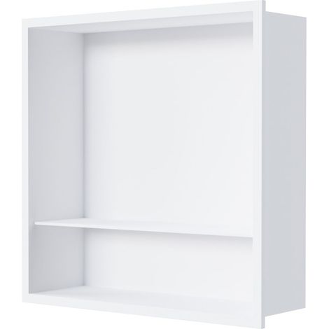 BERNSTEIN - Niche murale de douche, étagère encastrable douche acier inox avec compartiment - 30x30x10cm - NT303010X Blanc (1/4)