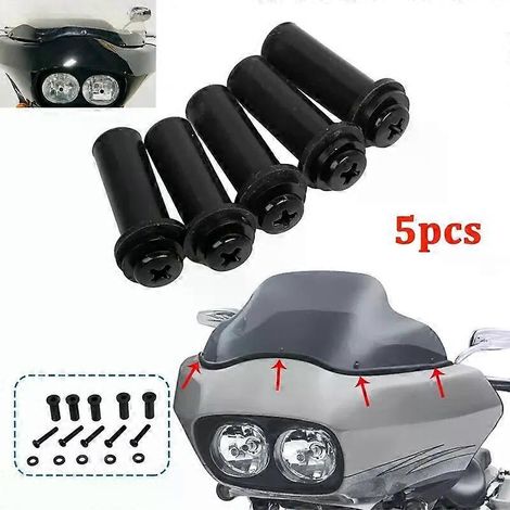 5/10er-Set schwarze Windschutzscheiben-Schraubenmuttern für Harley Touring Road Glide 98-22 (inkl. Unterlegscheiben) (1/4)