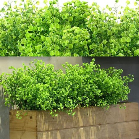 12 Lots Arbustes Artificiels Buissons Fleurs artificielles Résistantes Aux UV d'Extérieur Plantes Fleurs Décoratives pour Arrangement Floral, Centre de Table, Décoration de Jardin Maison (Vert) (1/5)