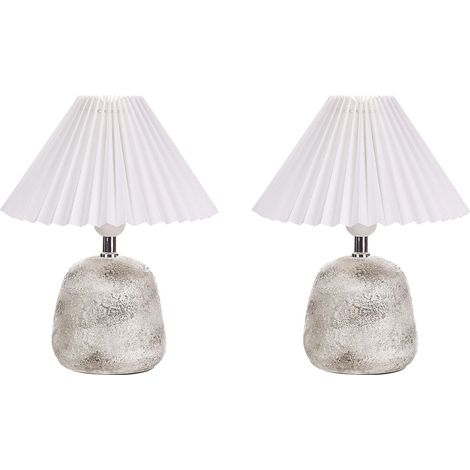 Set of 2 Table Lamps ZEYI Ceramic White