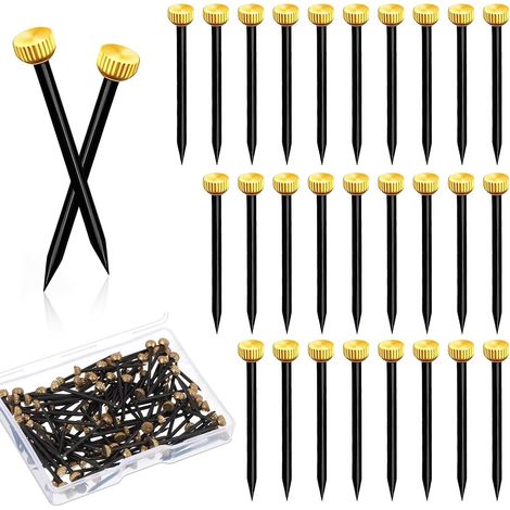 100 Clous Pour Photo Clous de Suspension Cintres Clou 25 mm, Tête en Laiton, Pour Accrocher Des Photos, Petits Clou En Acier, Pour Cadre Photo, Travail Du Bois, Montage Mural, Noir