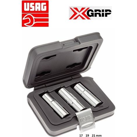 USAG 235 1/2 XL/C3 SET 3 CHIAVI A BUSSOLA LUNGHE ESAGONALE X-GRIP 17 19 21 CASSETTA (1/3)
