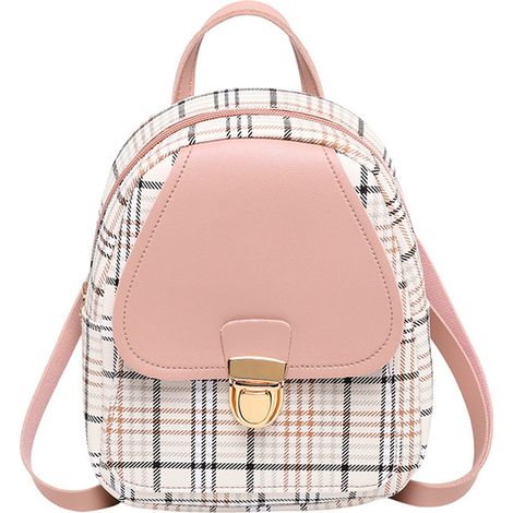 Petit sac à dos, mini sac à dos pour femme, grande capacité 48 cm (19 pouces), élégant motif à carreaux, boucle en métal, idéal au quotidien.