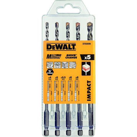 DeWalt DT60099-QZ Bit-Set, Sechskantschaft 4, 5, 5,5, 6, 8, 5 Materialien