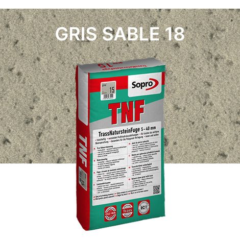 Joint souple spécial pierre naturelle 5 à 40 mm - Gris sable 18 - Gros grain - Sopro TNF 677 - 25 kg