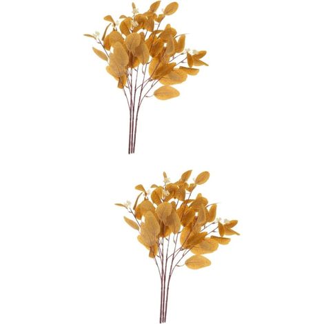 Lot de 2 Boîtes de Fleurs Artificielles Bouquet de Tiges Hautes Simulation Réaliste de Feuilles pour Décoration Intérieure 3 Pièces (1/5)