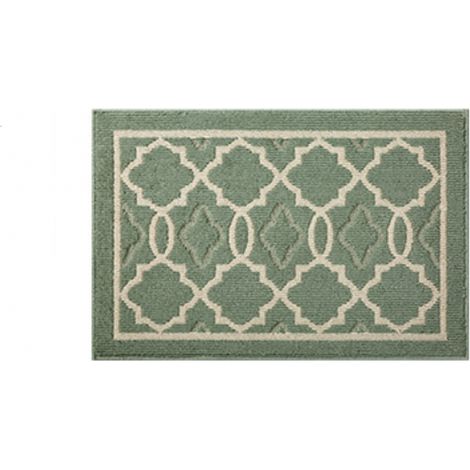 Alfombra de entrada para interiores, antideslizante y absorbente, resistente a la suciedad, estampado verde, 80 x 50 cm. (1/5)