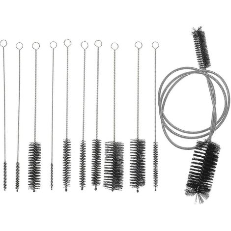 Lot de 11 brosses de nettoyage pour tubes en acier, brosses pour tuyaux et flexibles. (1/3)