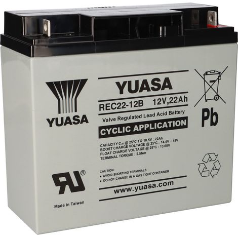 Yuasa Blei-Akku REC22-12B Pb 12V 22Ah Zyklenfest, M5 Flachpol (1/5)