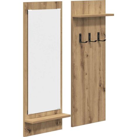 Porte-manteau mural avec miroir chêne artisanal 70 x 10 x 90 cm CFW124713 (1/5)