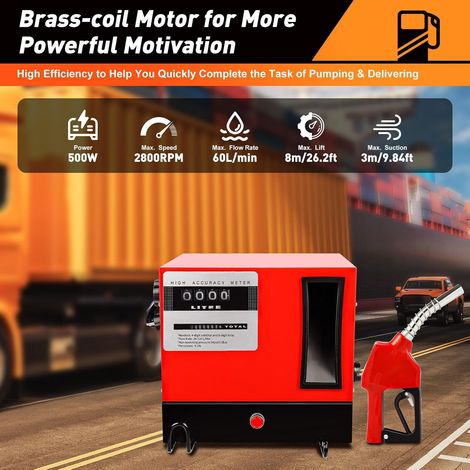 230V Dieselpumpe Selbstansaugend Heizölpumpe Pumpe Kraftstoffpumpe Ölpumpe 550W 60L/min Heizölpumpe 3600L/h mit Automatikdüse Ideal für den Privaten und Gewerblichen Gebrauch (1/5)
