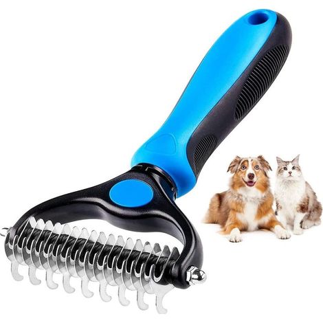Brosse Chat, Brosse pour Chiens Dédéparage de Brosse de Sous-poil pour Chiens Râteau de Toilettage Double Face en Acier Inoxydable,Accessoire Toilettage Chiens Chats pour Démêlage Nœuds des Poils (1/5)