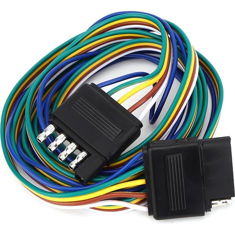 Connecteur plat à 5 broches, câble d'extension de faisceau de câbles à code couleur de 72 pouces, norme américaine, convient aux caravanes et camping-cars. (1/5)