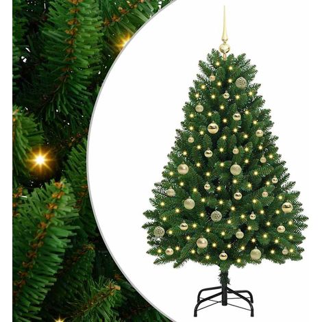 vidaXL Artificial Christmas Tree Green 150 cm PVC and Metal 150 LEDs