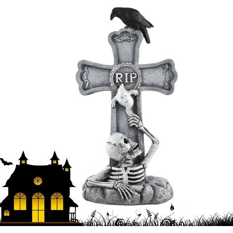 Pierres Tombales d'Halloween Accessoires Design Crâne Maison Hantée Pierres tombales de cimetière Halloween pour jardin, pelouse, cimetière, fête, extérieur, maison hantée, (1/5)