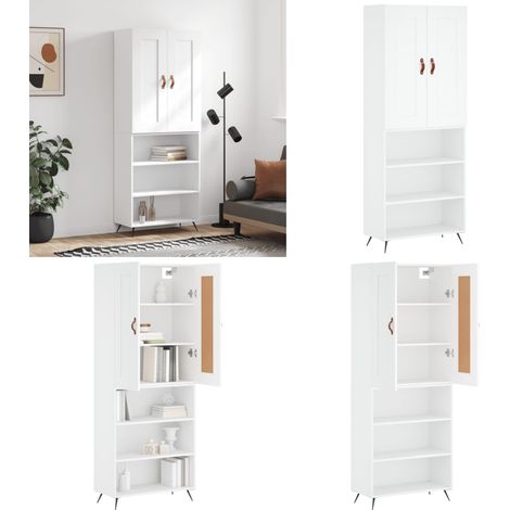 Highboard Weiß 69,5x34x180 cm Holzwerkstoff - Holzwerkstoff - Stauraum (1/5)