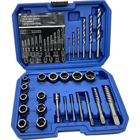 Socket Wrench Set High Strength Chrome Molybdenum Steel Screw Extractor Set Left Hand Screw Extractor Kit Damaged Screw Extractor for (1/5)