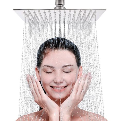Doccia a pioggia quadrata a soffitto - modello fisso grande, 20 cm (8 pollici) - AquaForge (1/5)