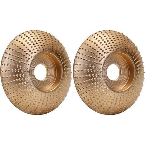 Meules pour le travail du bois Disque de sculpture Outil rotatif Meules d'angle abrasives Doré 5/8 Diamètre intérieur 85 mm Diamètre extérieur Lot de 2, disques de meulage incurvés (1/4)