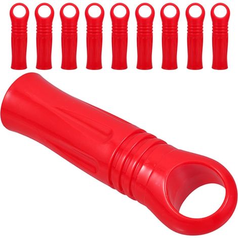 Lot de 10 embouts de manche de balai à franges en plastique rouge, diamètre 25 mm (1/5)
