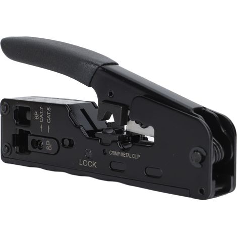 RJ45-Crimpzange, Durchgangs-Ethernet-Crimpzange für Cat5, Cat5e und Cat6 mit Netzwerkkabeltester und Abisolierzange (1/5)